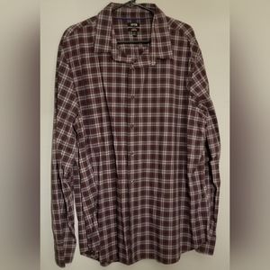 Apt. 9 long sleeve button down dress shirt, burgandy/gray hues, 2XL.